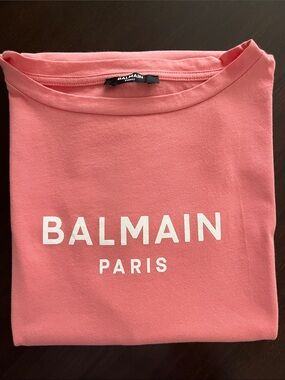 Balmain Pink Logo T-Shirt